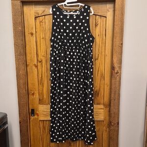 Women's 3X Polka Dot Sleeveless Maxi Dress Retro Print Whimsigoth Coquette Girl